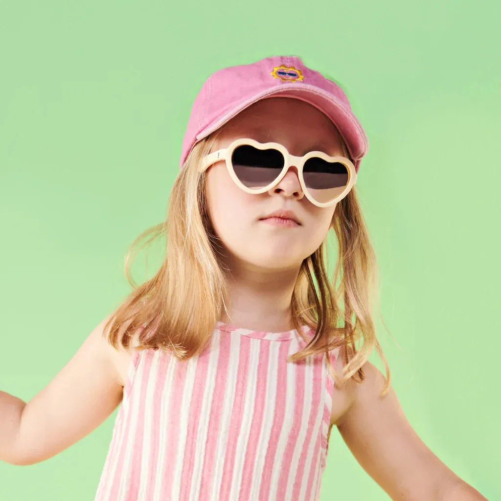 Heart-Shaped Polarized Sunglasses - Sweet Cream with Mirrored Lens