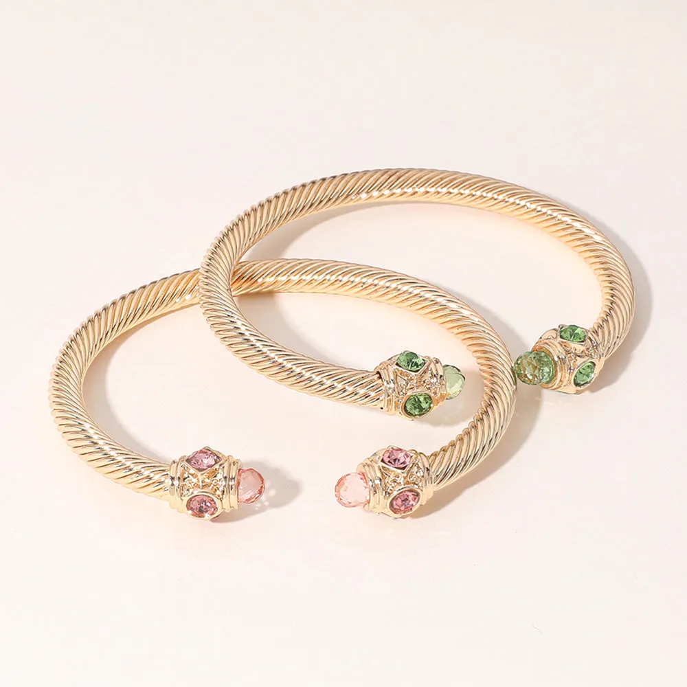 iLLASPARKZ 2PCS - Stone Tip Twisted Cuff Bracelet