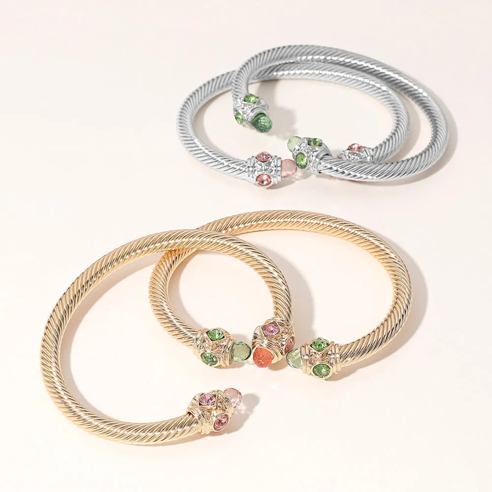 iLLASPARKZ 2PCS - Stone Tip Twisted Cuff Bracelet