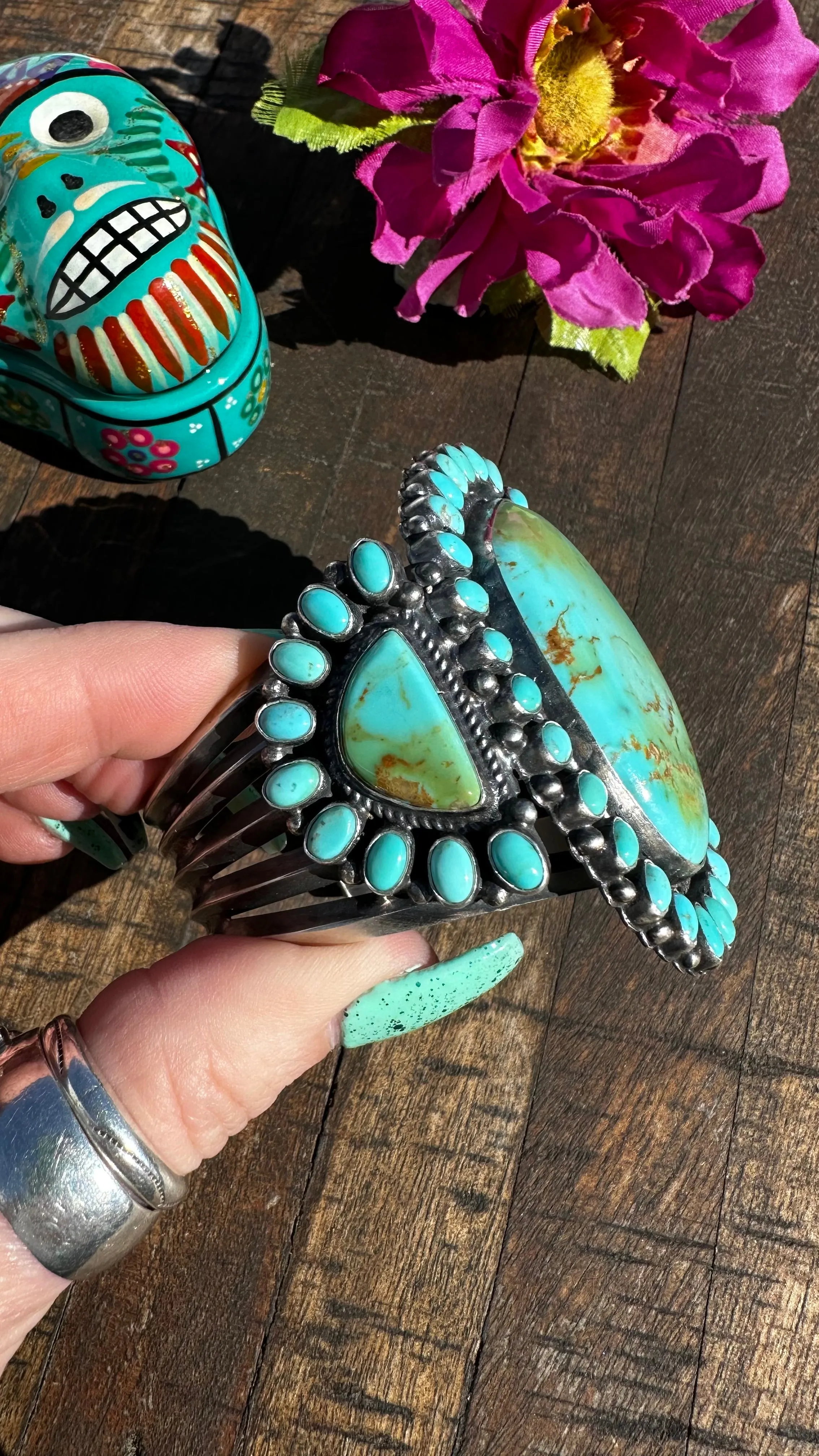 Kingman Turquoise Cluster Cuff