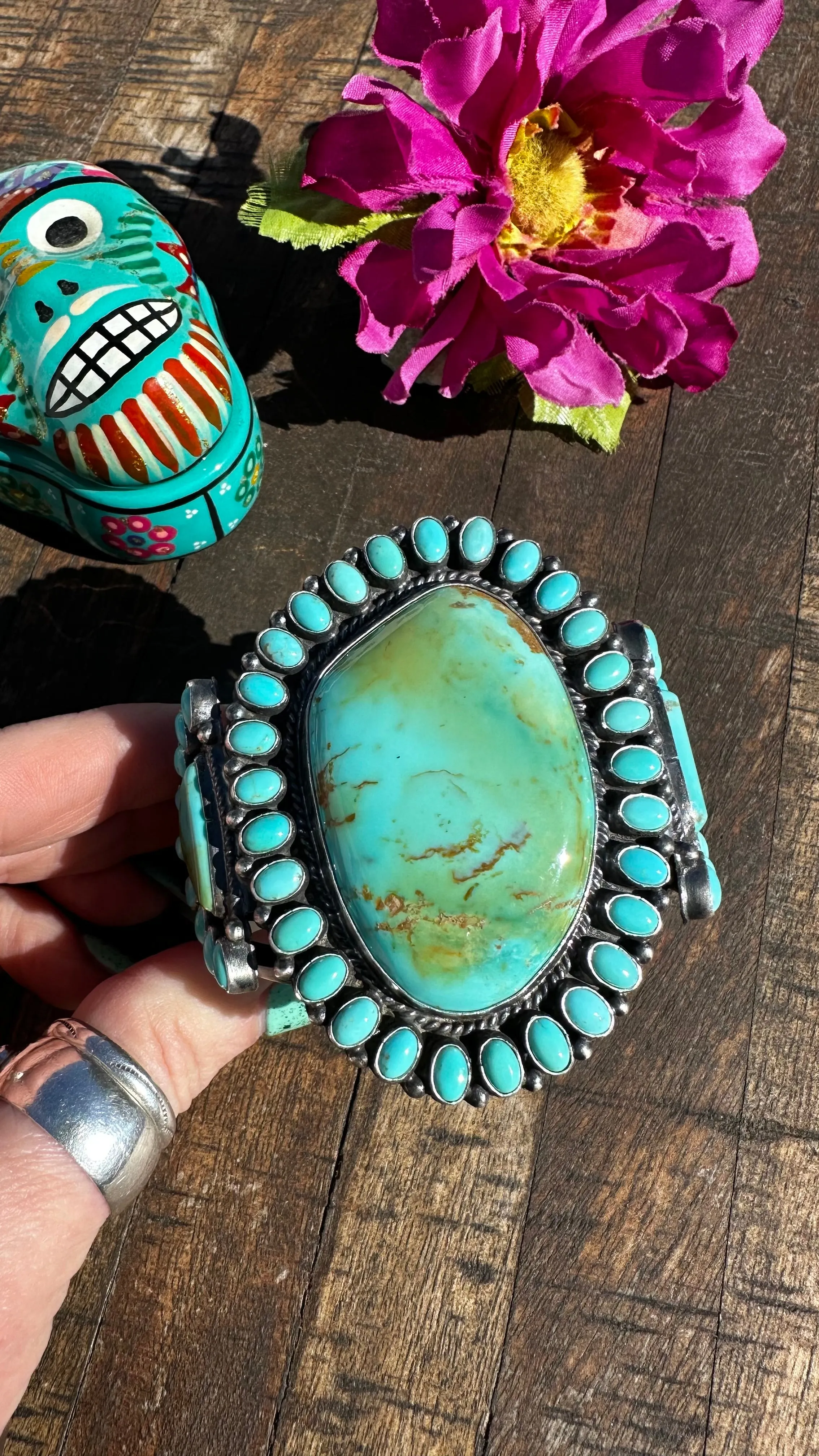 Kingman Turquoise Cluster Cuff