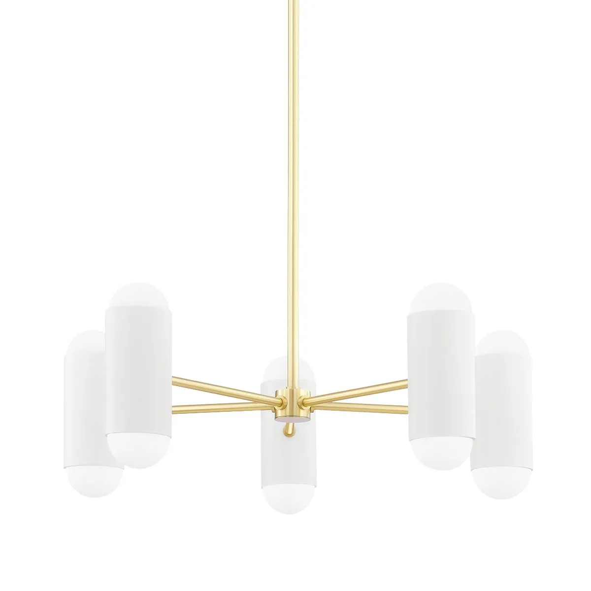 Kira 10 lights Chandelier White & Brass finish