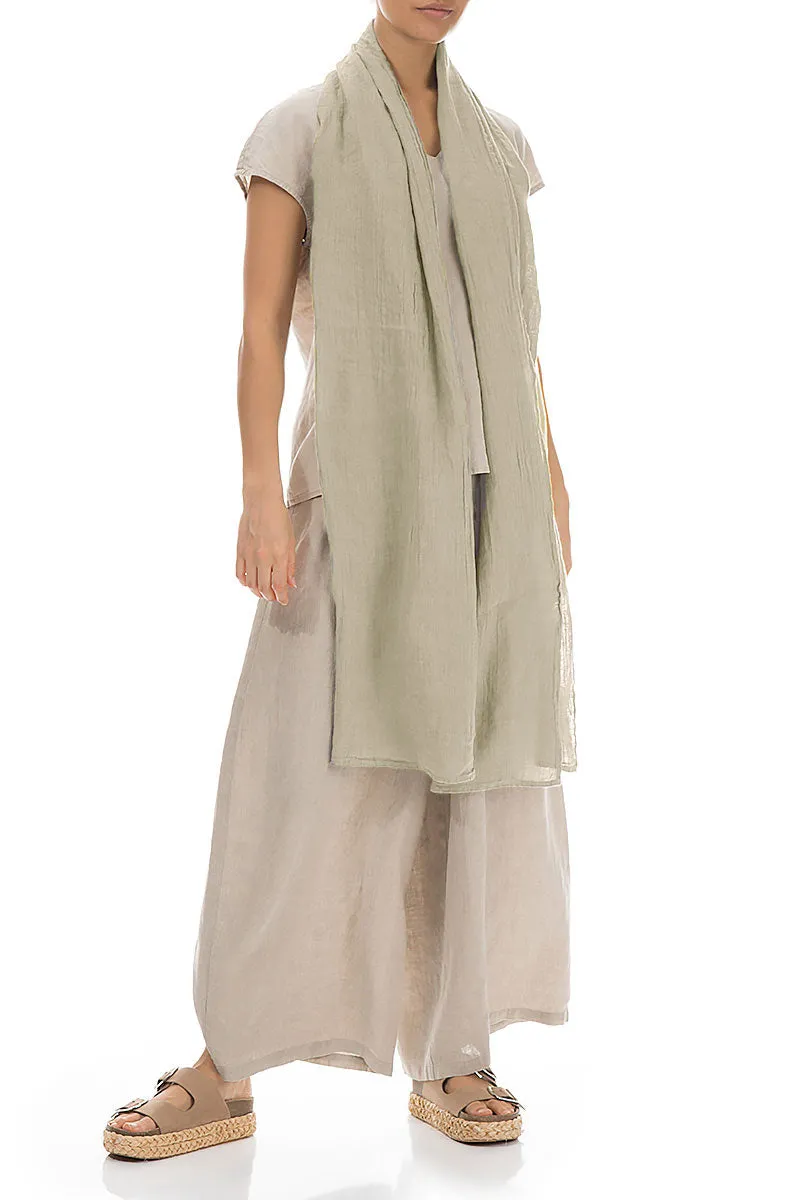 Laurel Green Soft Gauze Linen Scarf