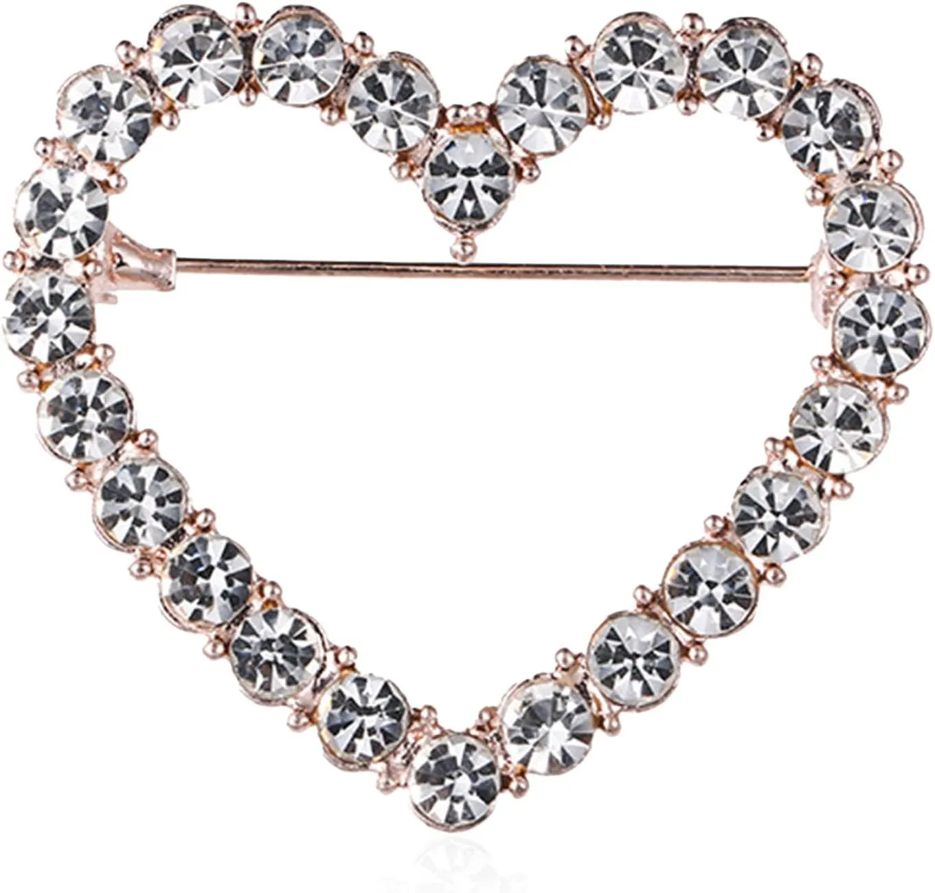 Love Heart Pearl Hollow Out Brooch for Women Elegant Crystal Rhinestone Love Heart Brooches Pin Wedding Party Clothes Accessories Valentines Birthday Jewelry Gifts