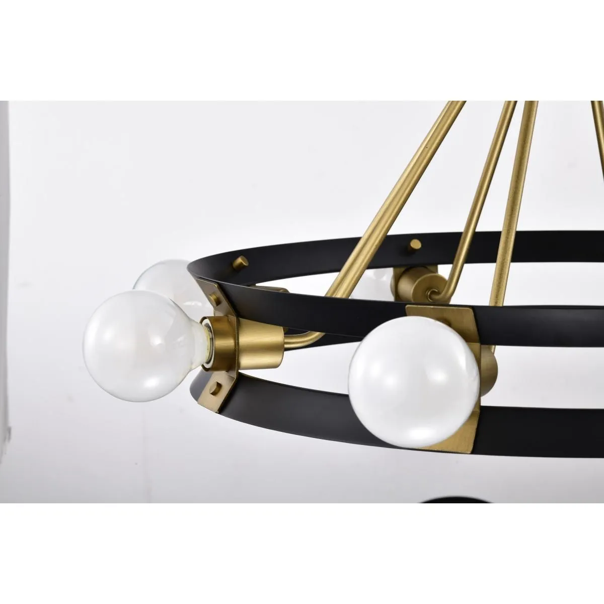 Marsden 23 in. 8 lights Chandelier Matte Black and Natural Brass Finish