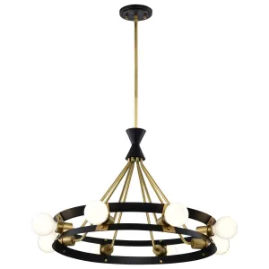Marsden 23 in. 8 lights Chandelier Matte Black and Natural Brass Finish