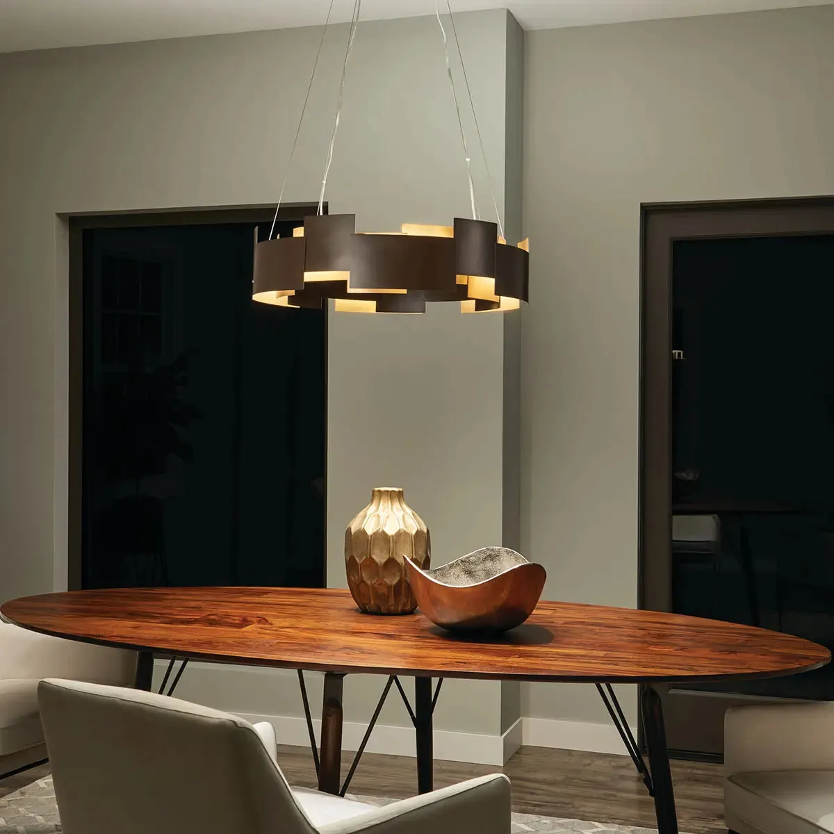 Moderne 27 In. LED Chandelier Bronze Finish