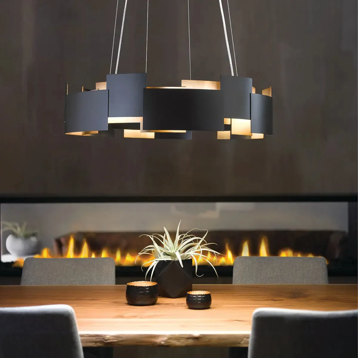 Moderne 27 In. LED Chandelier Bronze Finish