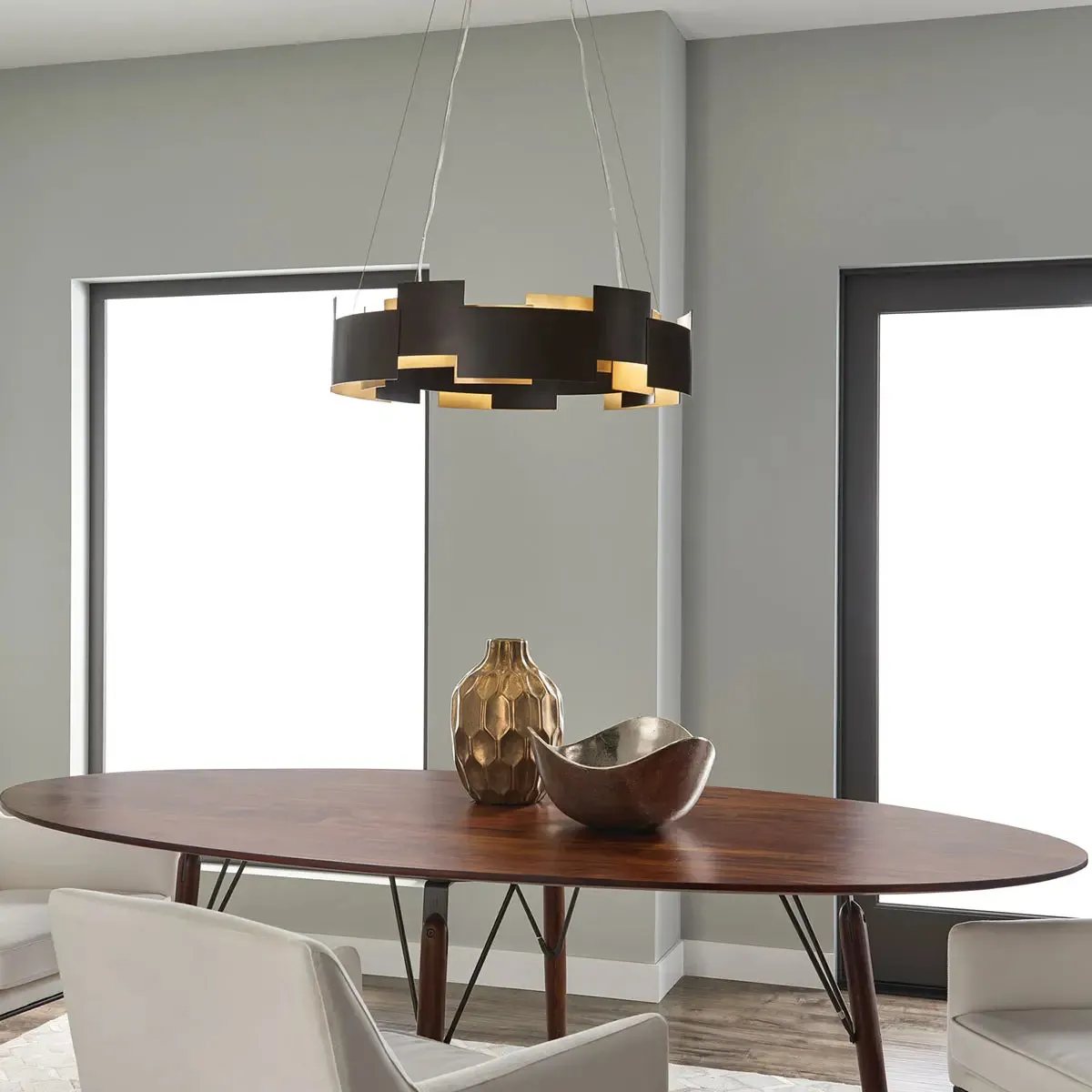 Moderne 27 In. LED Chandelier Bronze Finish