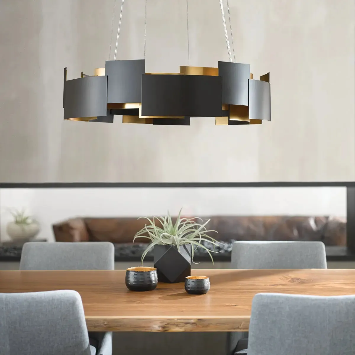 Moderne 27 In. LED Chandelier Bronze Finish