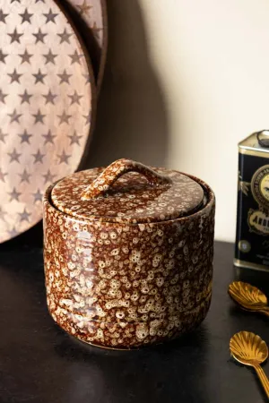 Mottled Brown Lidded Pot