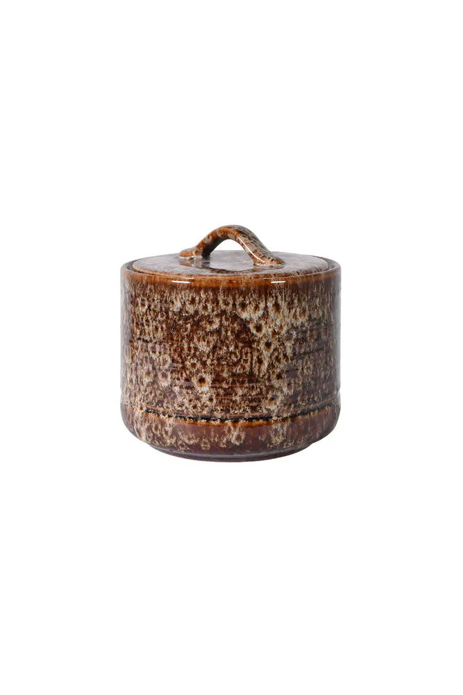 Mottled Brown Lidded Pot