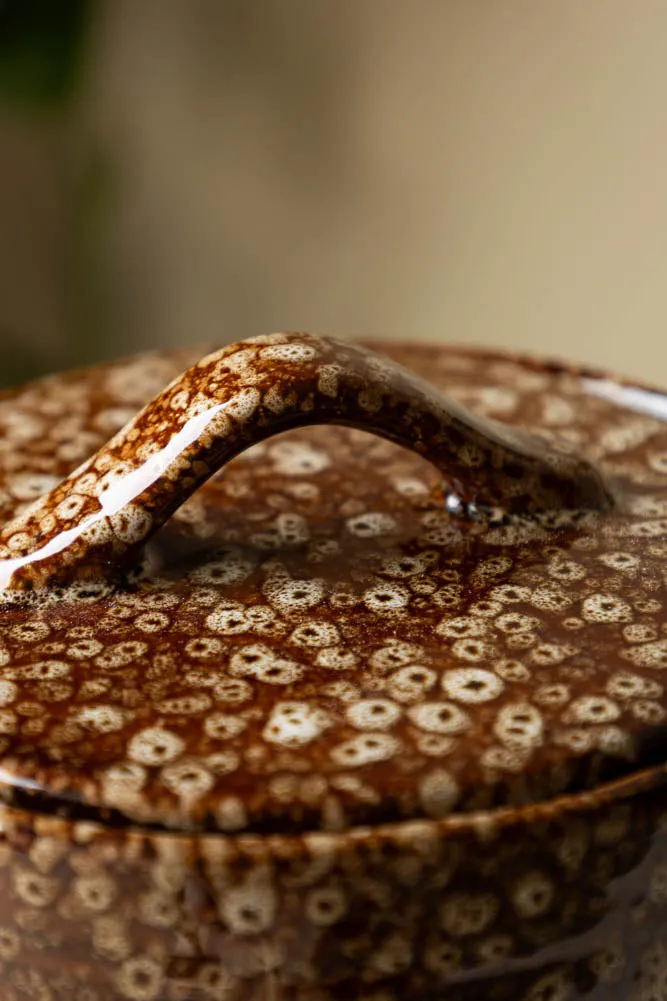 Mottled Brown Lidded Pot