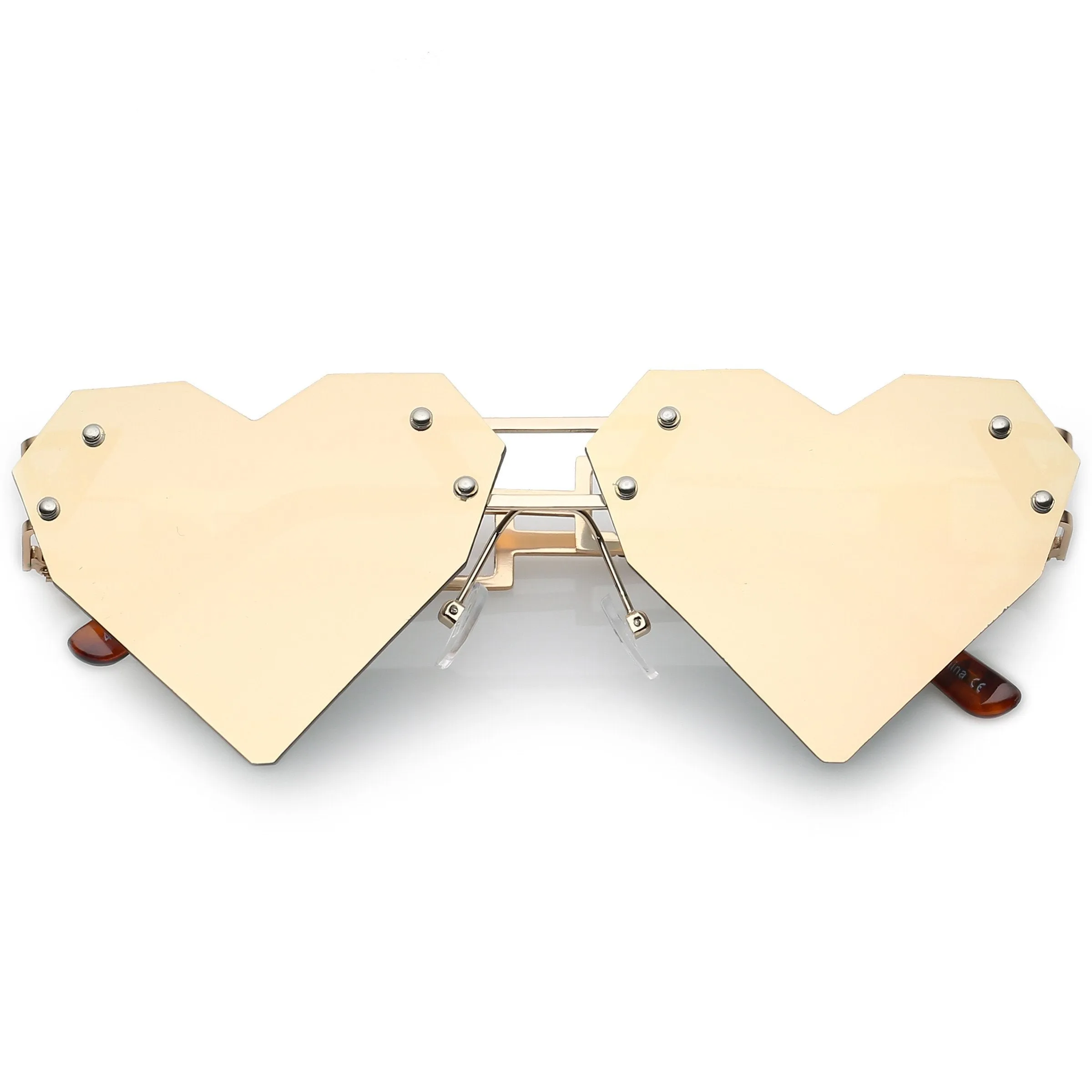 Novelty 8 Bit Laser Cut Heart Shape Mirrored Flat Lens Sunglasses C440