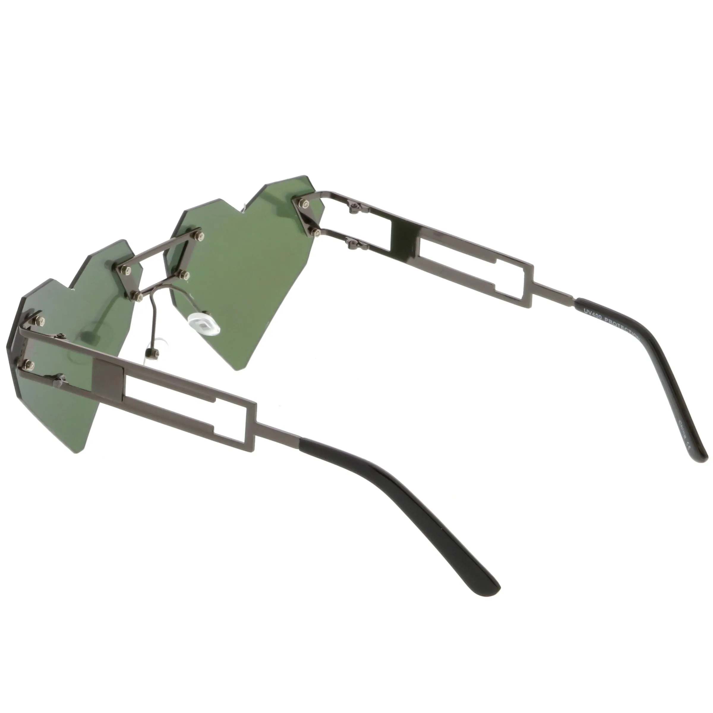 Novelty 8 Bit Laser Cut Heart Shape Mirrored Flat Lens Sunglasses C440