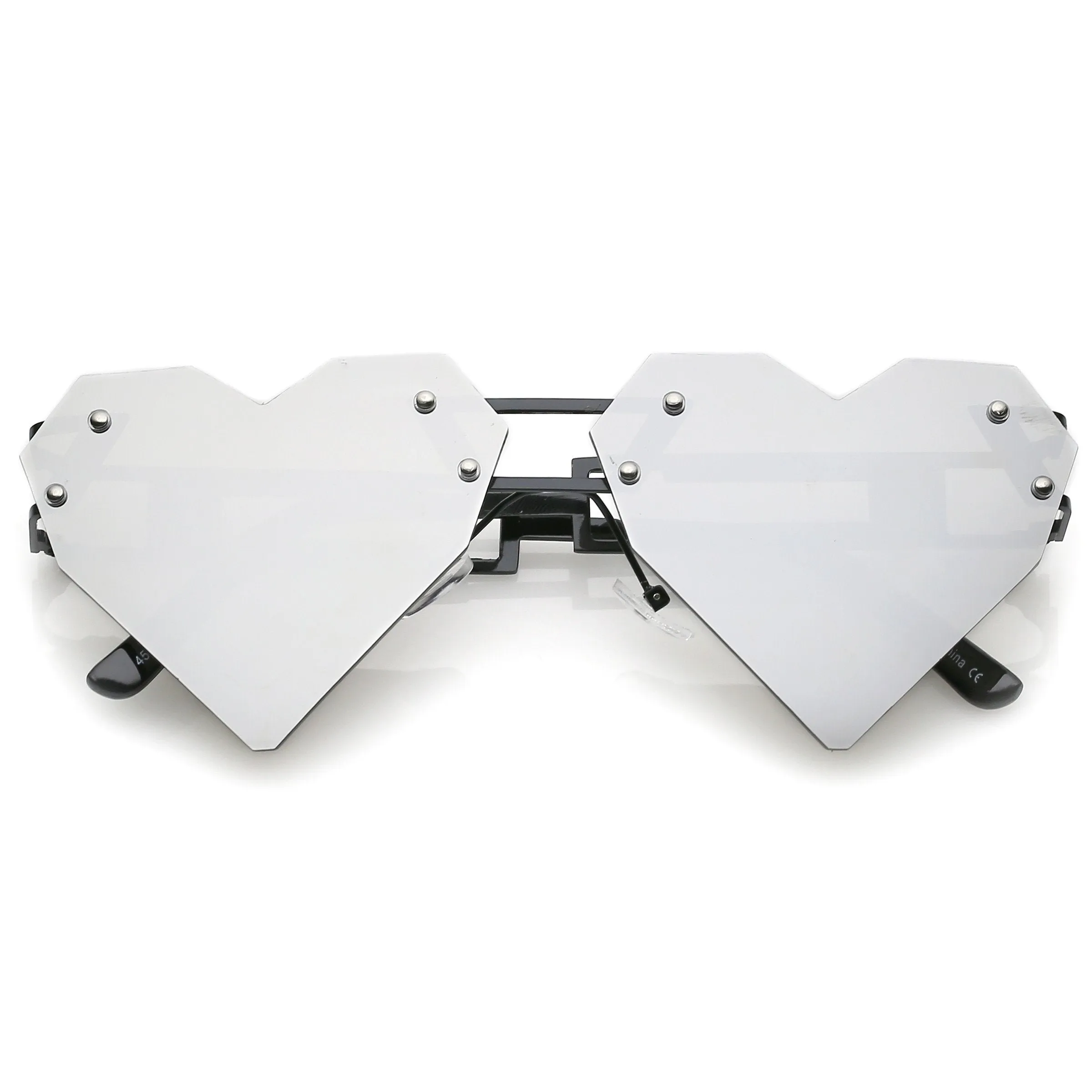 Novelty 8 Bit Laser Cut Heart Shape Mirrored Flat Lens Sunglasses C440