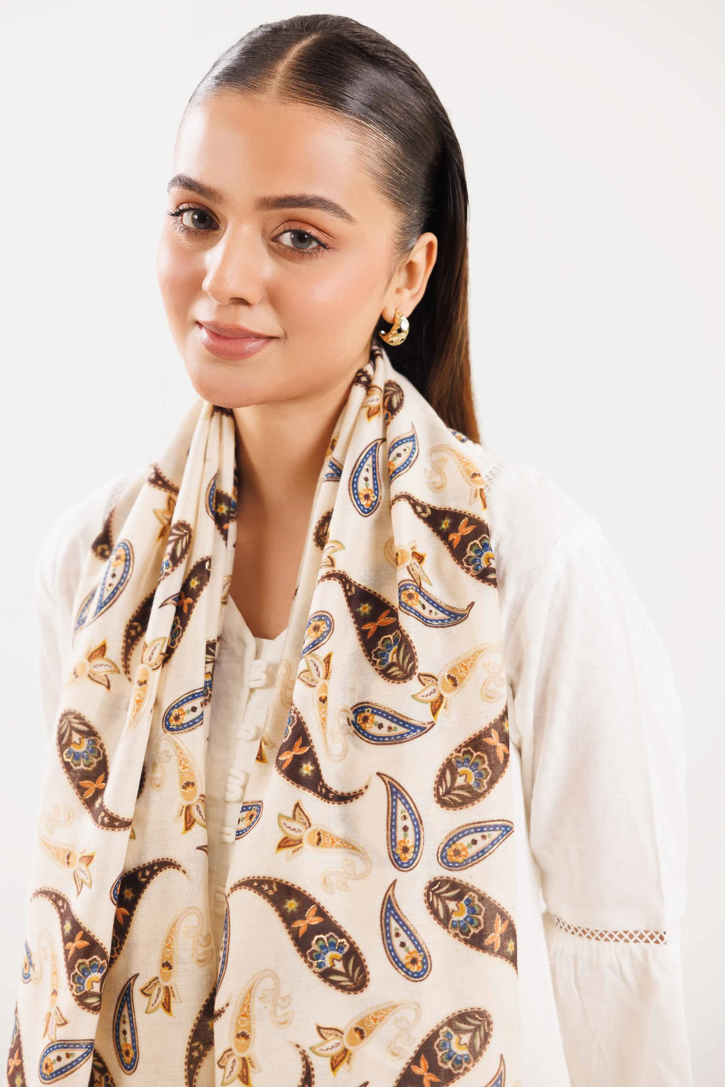 Off White Women Shawl - 439422107
