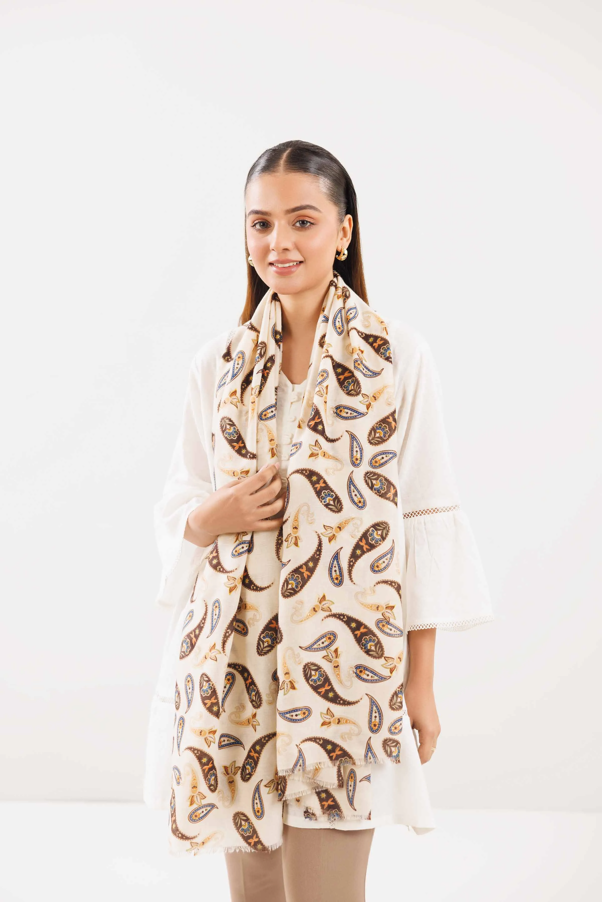 Off White Women Shawl - 439422107