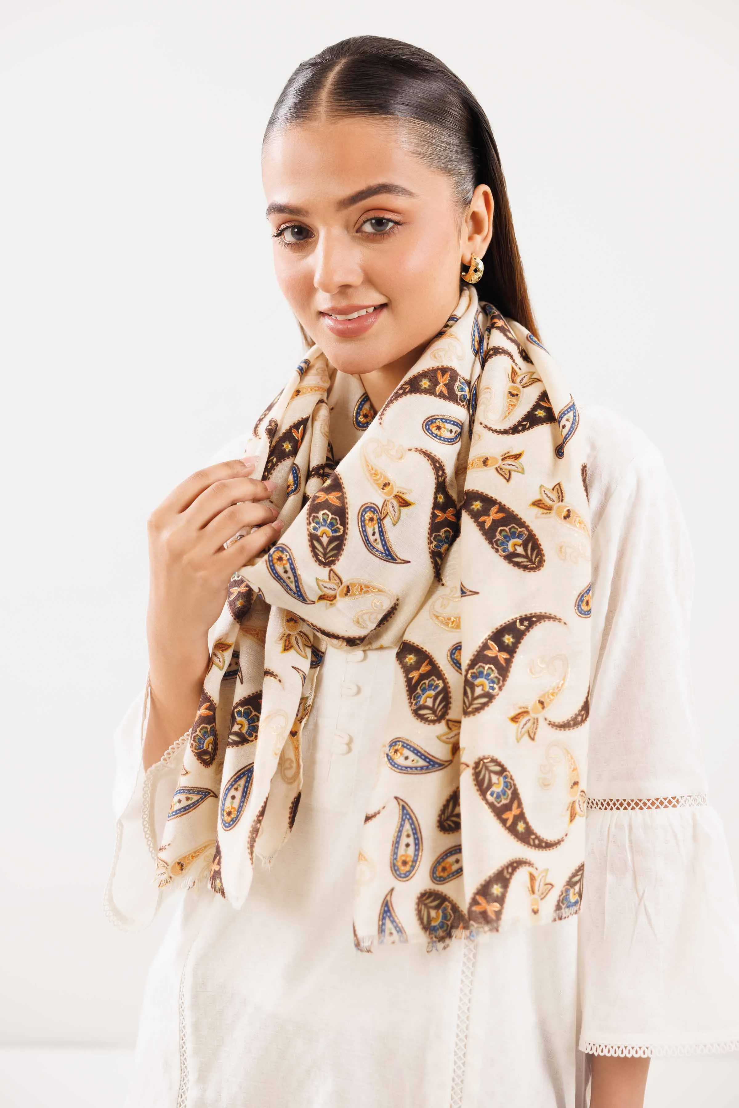 Off White Women Shawl - 439422107