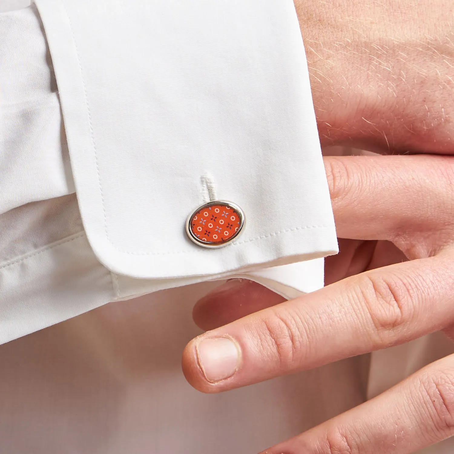 ORANGE SILVER CUFFLINKS