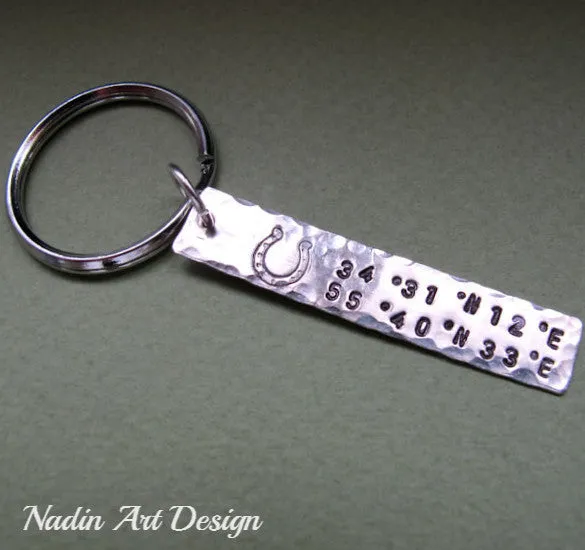 Personalized Coordinates Key Chain Charm