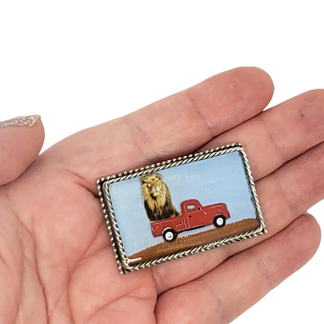 Pin - Lion in a Red Truck by XV Studios