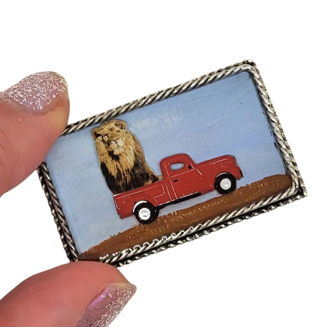 Pin - Lion in a Red Truck by XV Studios