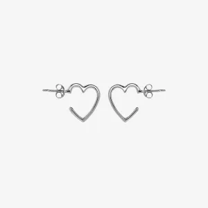 Pura Vida Hoops Earrings Heart Silver One Size