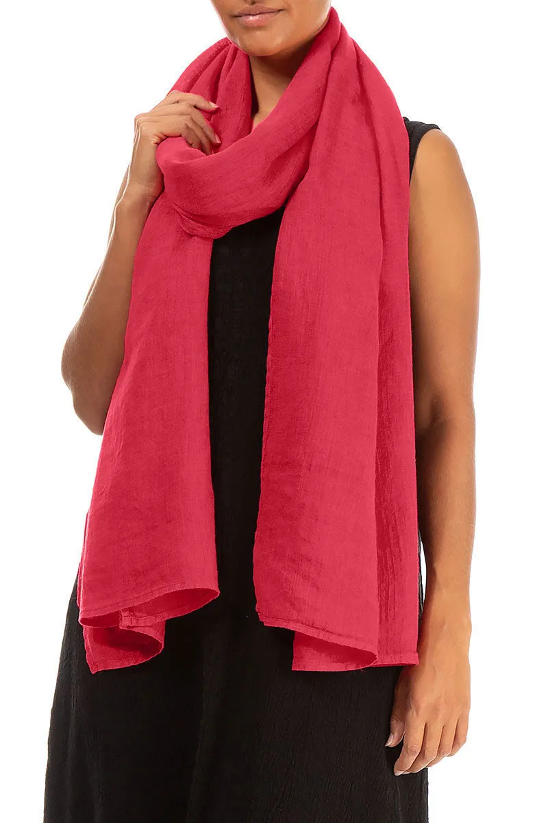 Raspberry Soft Gauze Linen Scarf