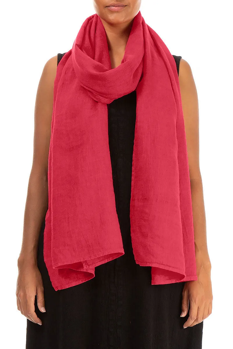 Raspberry Soft Gauze Linen Scarf