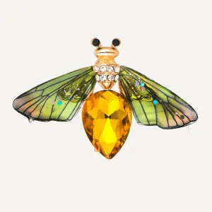 Resin Bug Brooch In Gold-Tone