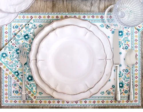 Rustic Beach Cottage Antique White Melamine Dinnerware