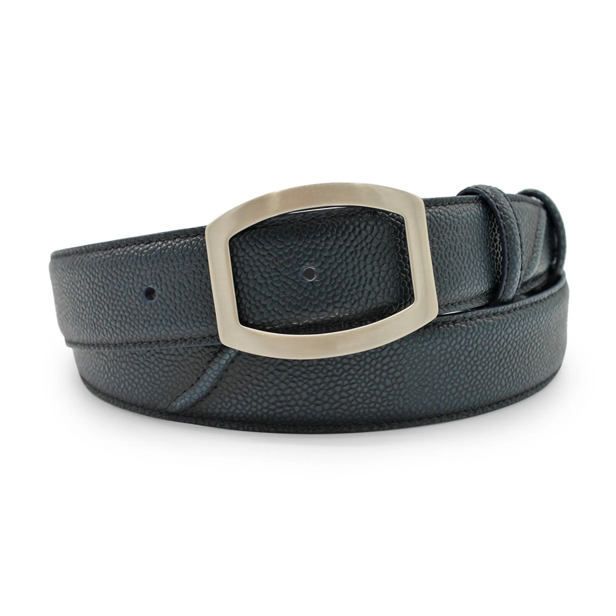 Scotch Grain Burnished Indigo Hancock Plate Belt