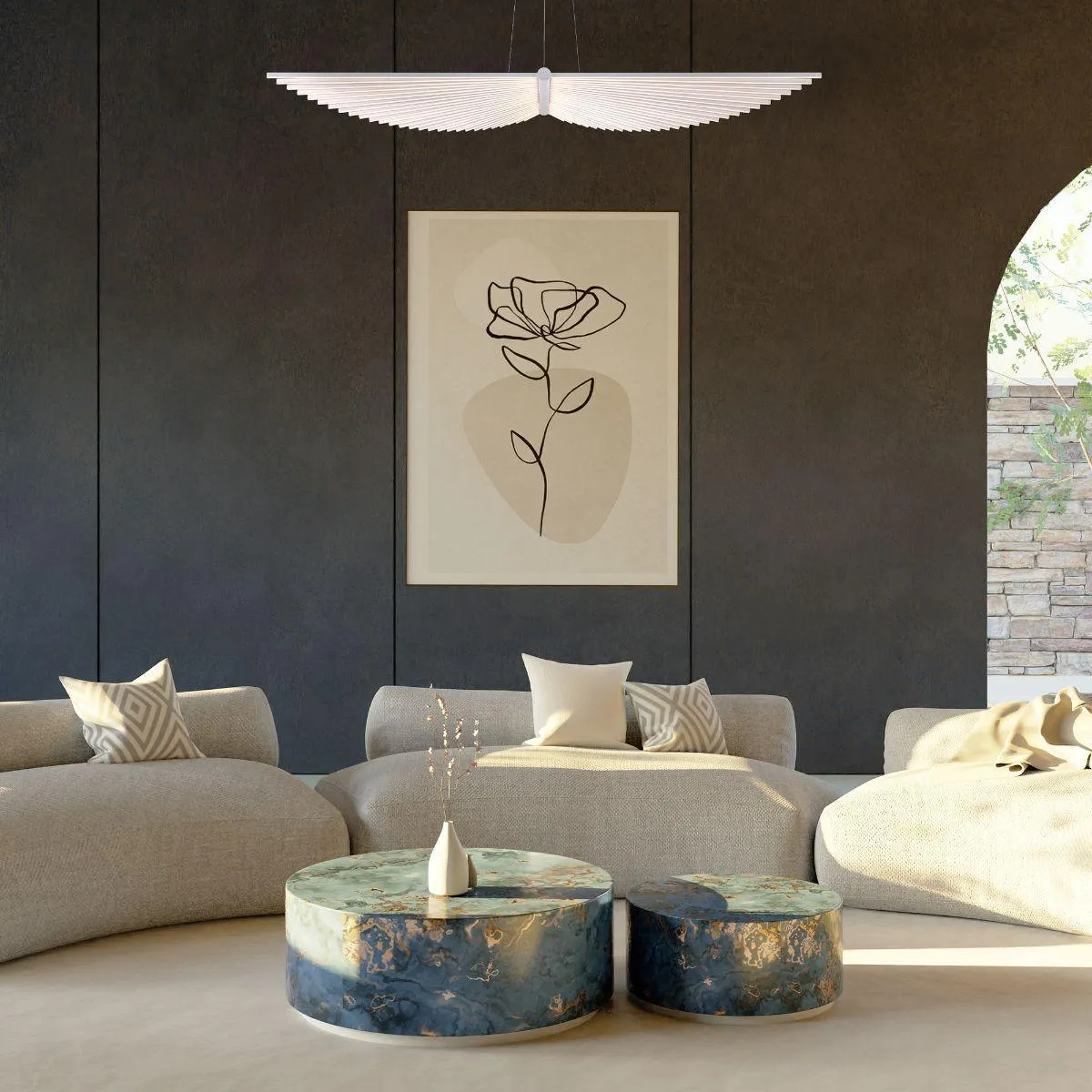 Seraph 59 in. LED Chandelier white Finish