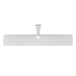 Solid 14k White Gold Engravable Personalized Horizontal Bar Charm Pendant