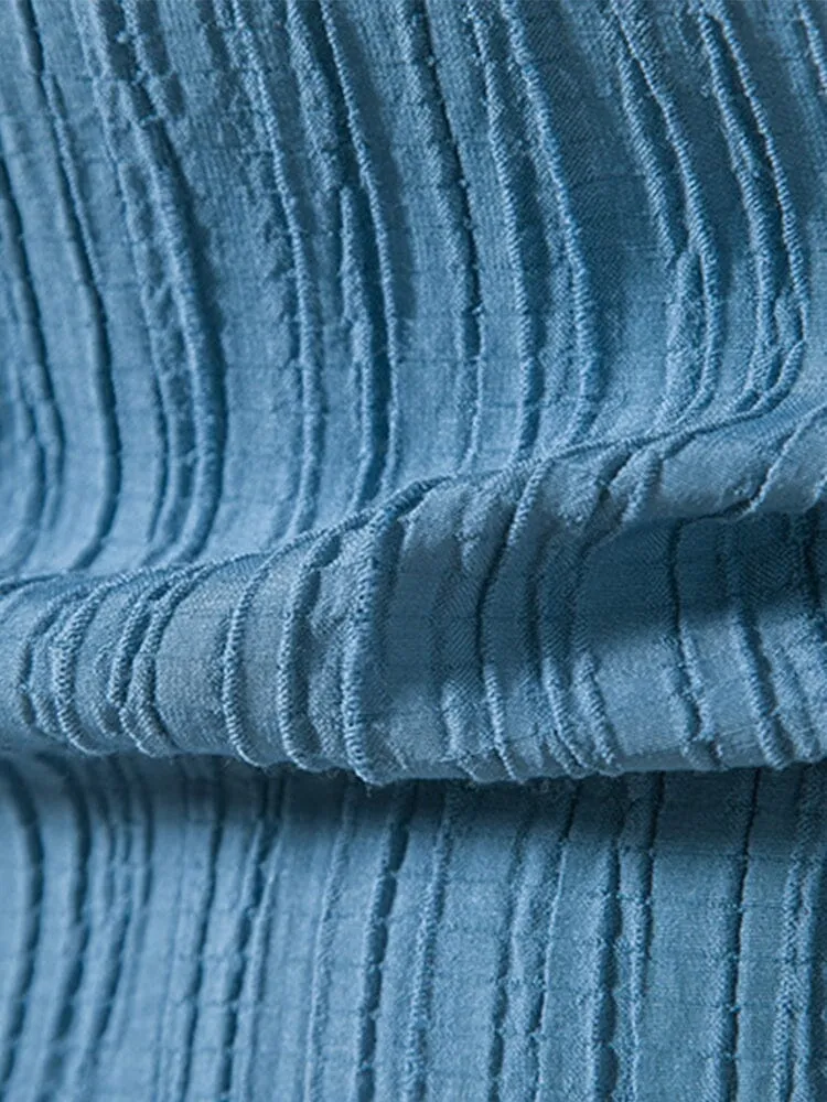 Solid Wave Texture Linen Shirt
