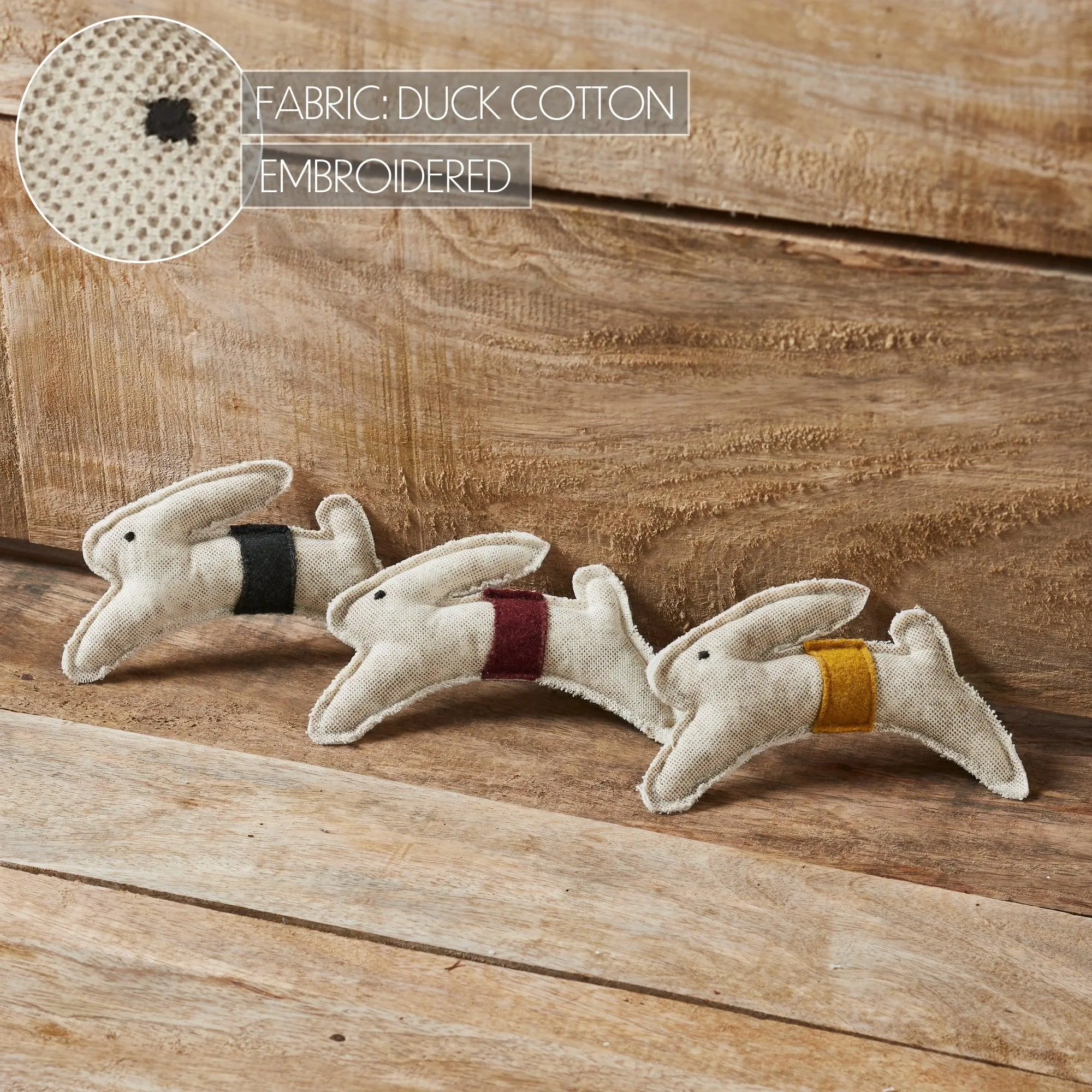 Spring In Bloom Primitive Leaping Bunny Bowl Filler Set of 3 3.6x5.5