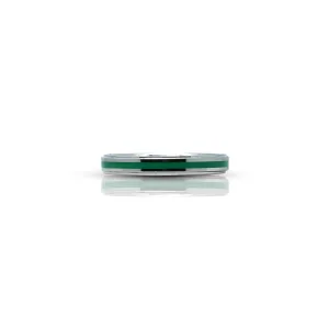 Sterling Silver Trendy Sleek Green Stripe RIng for Girls