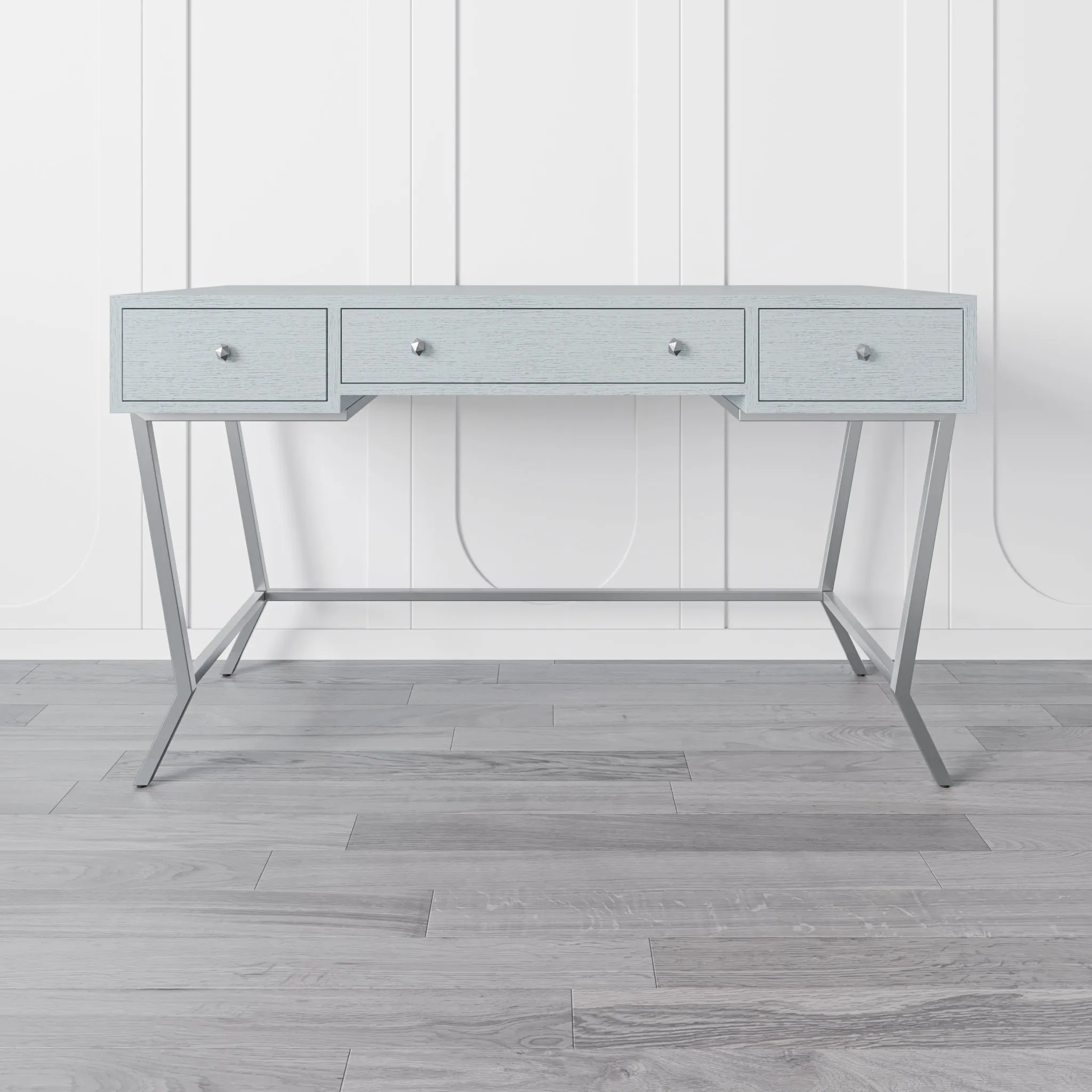 SUNBURST SILVER WHITE STUDY DESK
