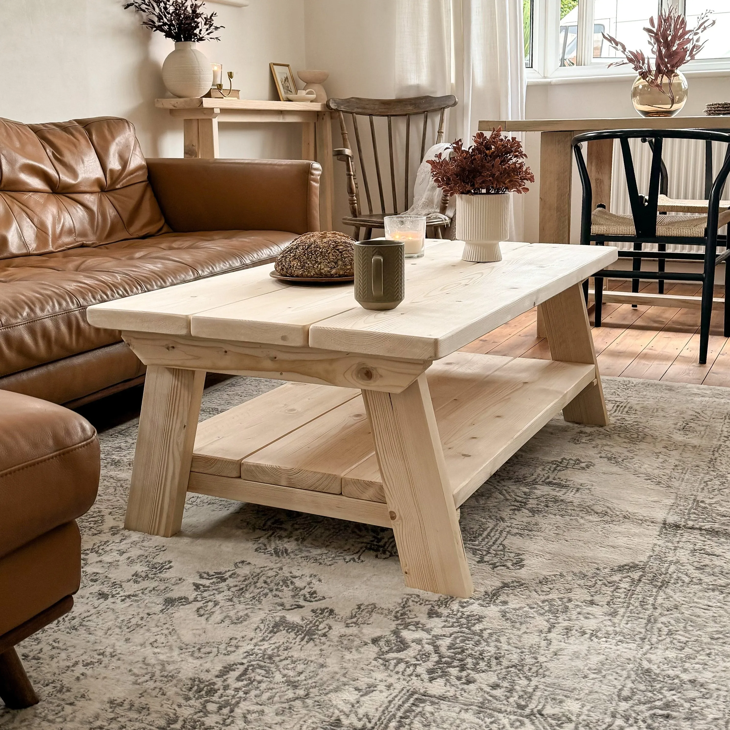 The Cotswold Coffee Table | Handmade Rustic Reclaimed Wood | Sizes 66cm - 120cm | Farmhouse Style