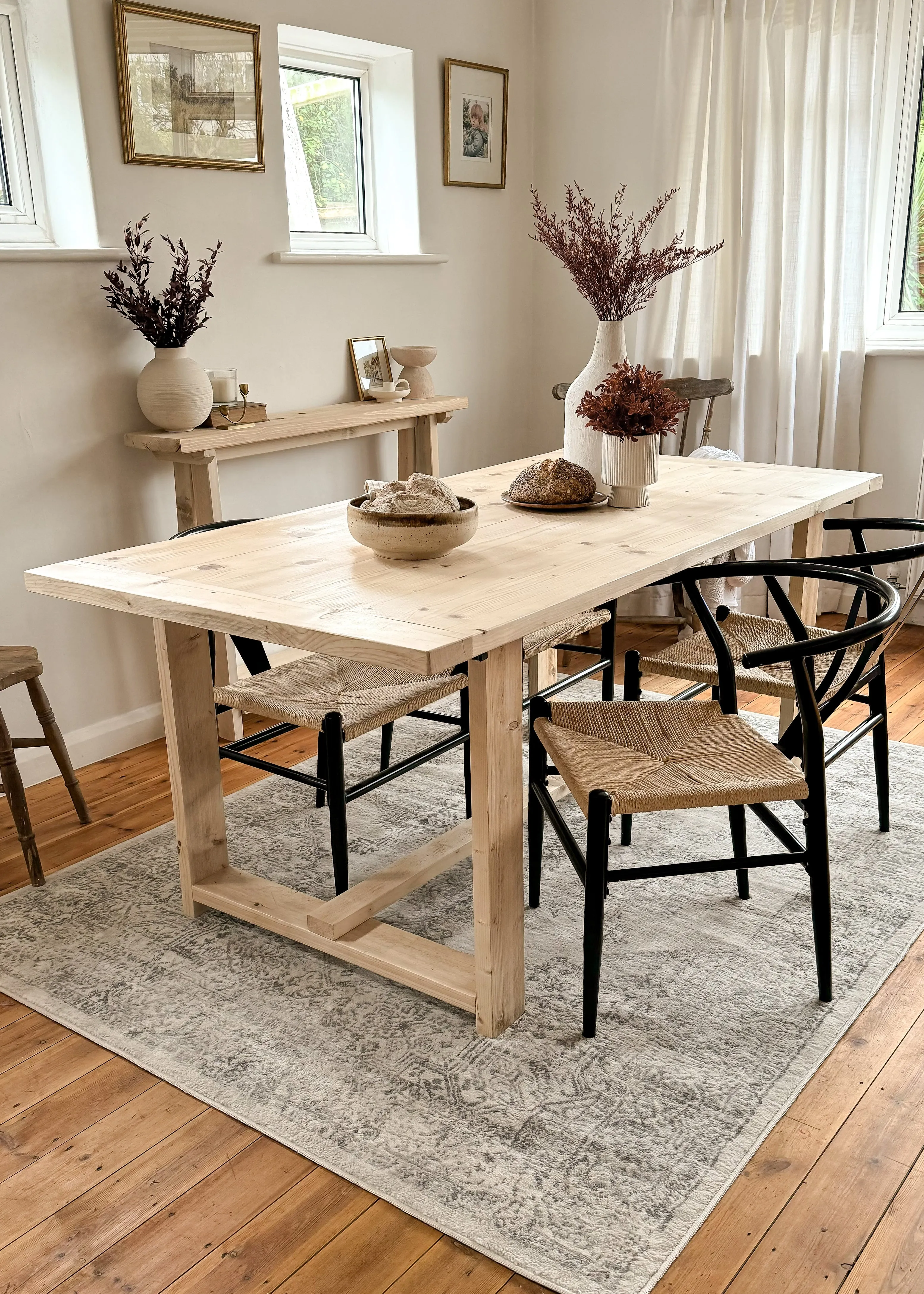 The Haven Dining Table | Handmade Rustic Reclaimed Wood | Sizes 100cm - 250cm | Farmhouse Refectory Style
