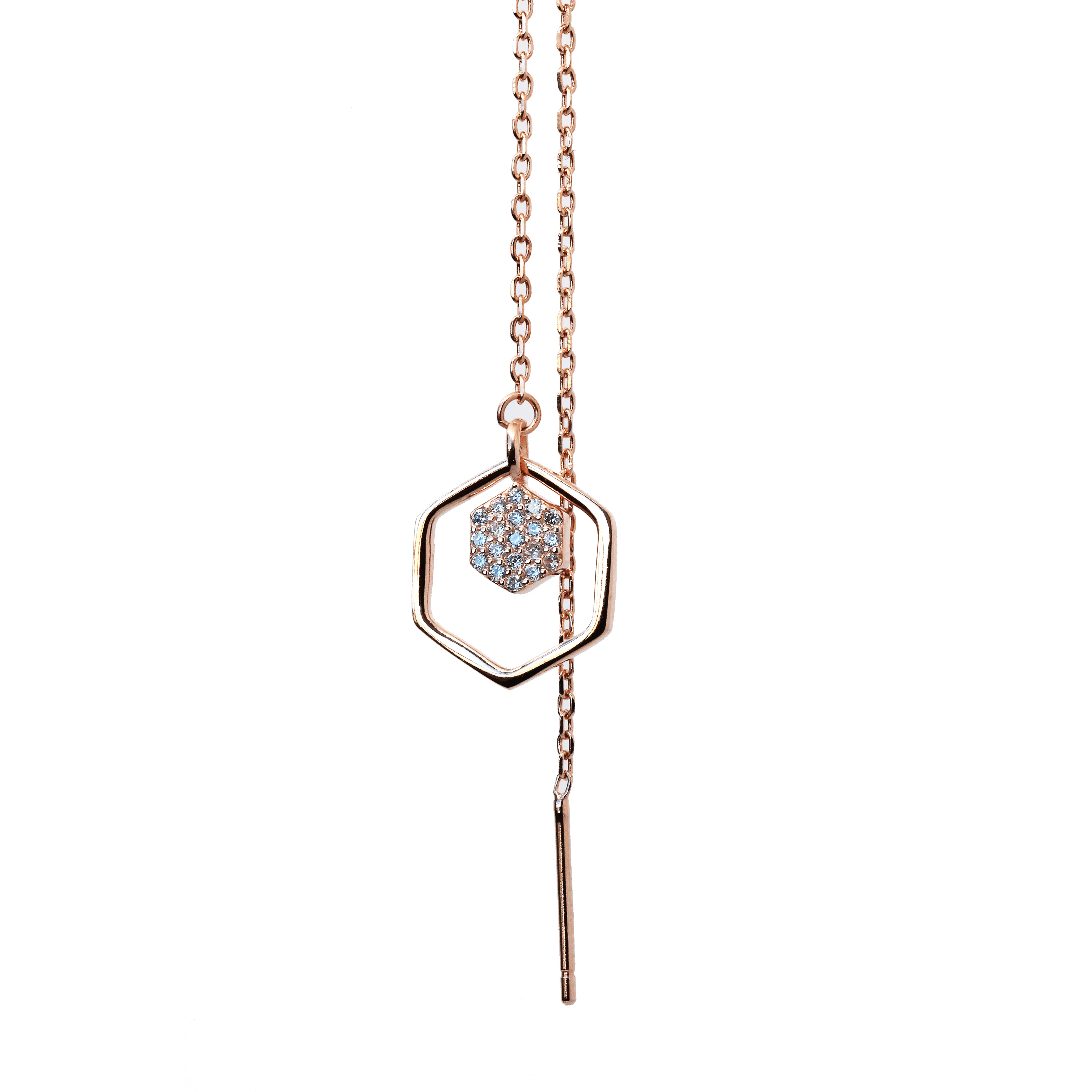 Threader Hexagon Earrings - Sale