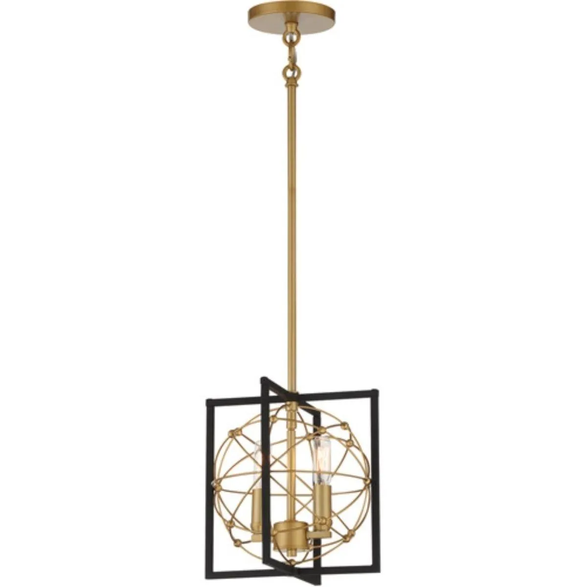 Titans Trace 10 in. 2 Lights Pendant Light Black & Gold Finish