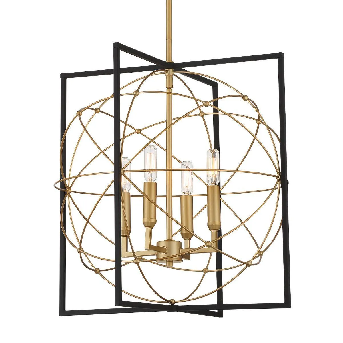 Titans Trace 19 in. 4 Lights Pendant Light Black & Gold Finish