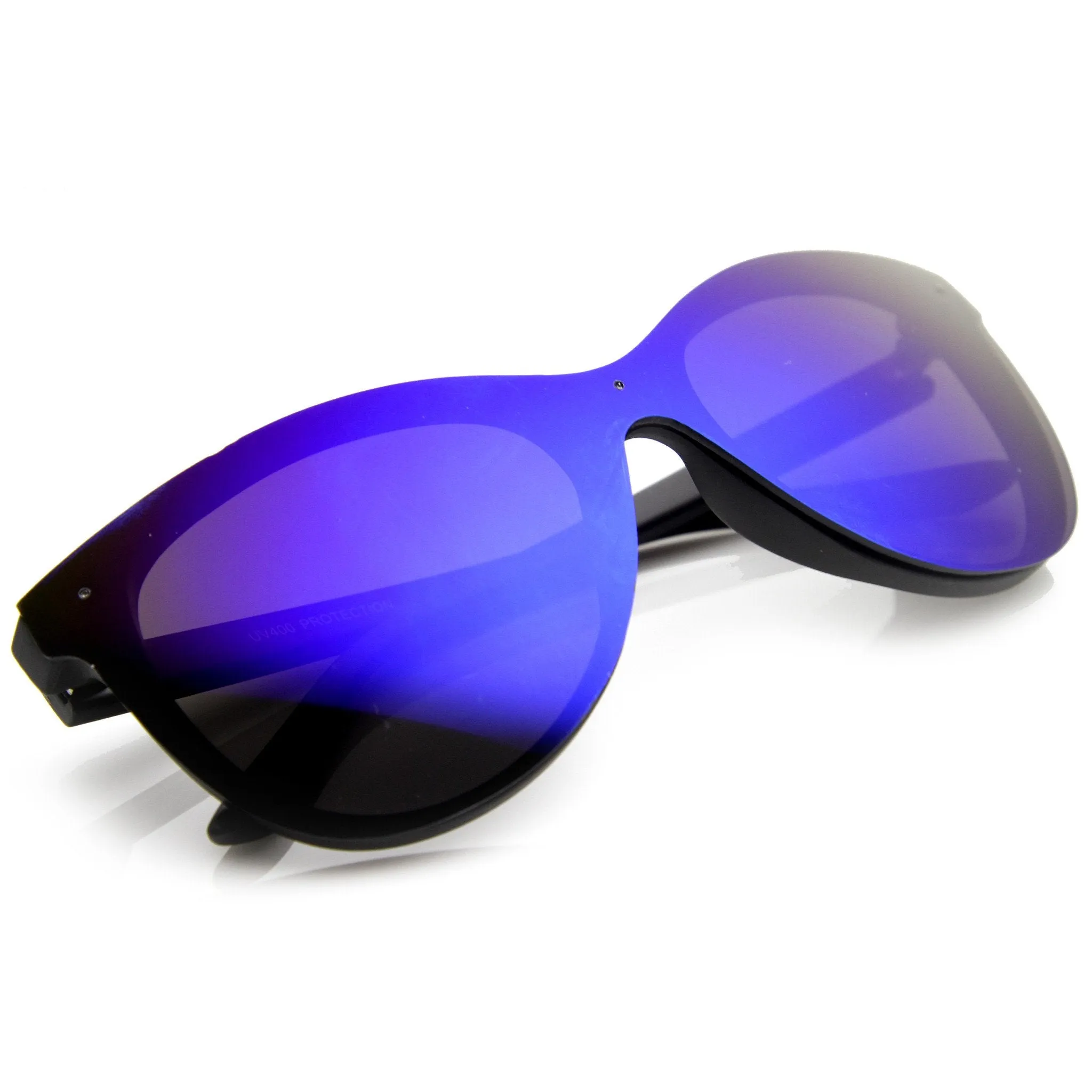 Ultra Futuristic Flat Shield Sunglasses With Mirror Lenses 9737