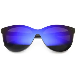 Ultra Futuristic Flat Shield Sunglasses With Mirror Lenses 9737