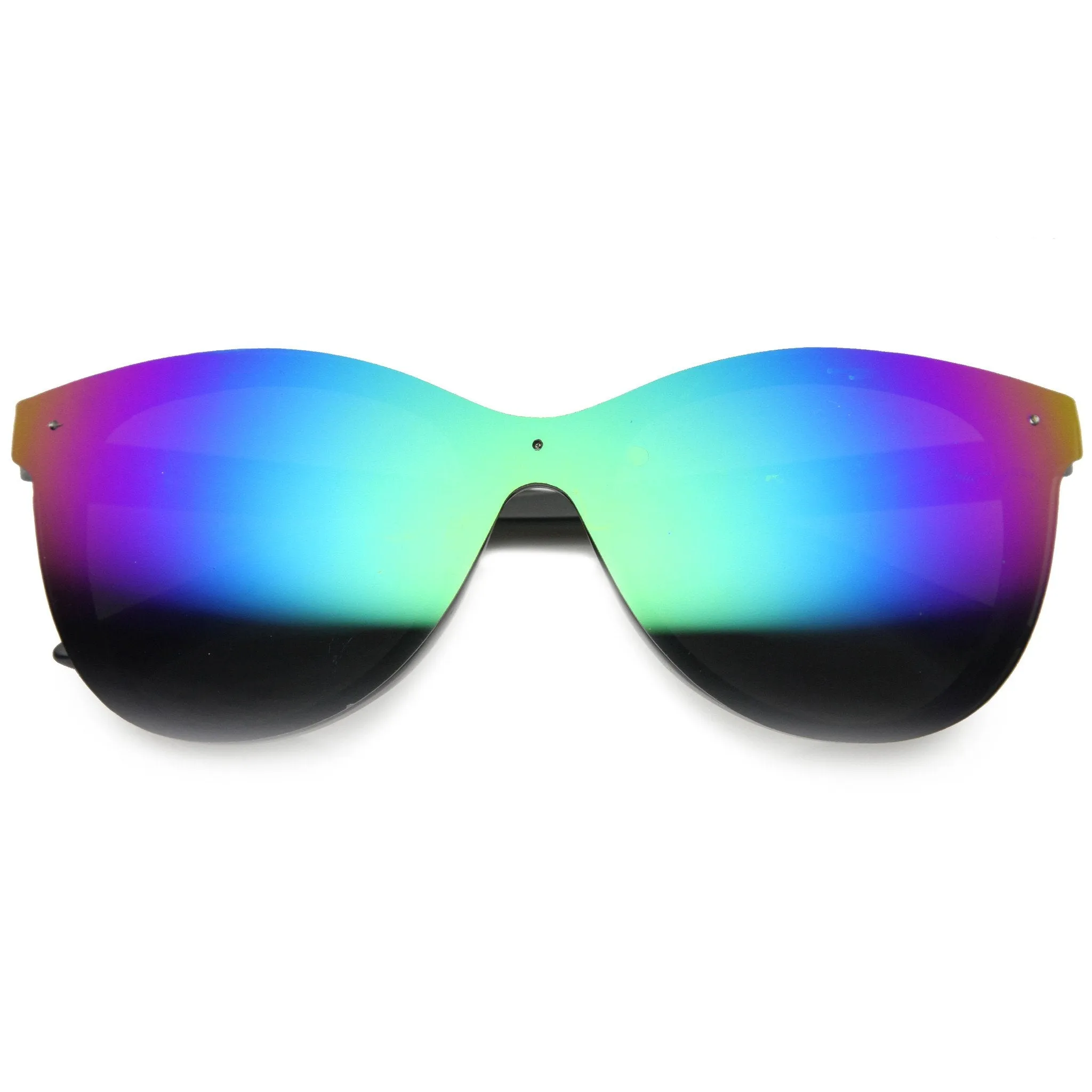 Ultra Futuristic Flat Shield Sunglasses With Mirror Lenses 9737