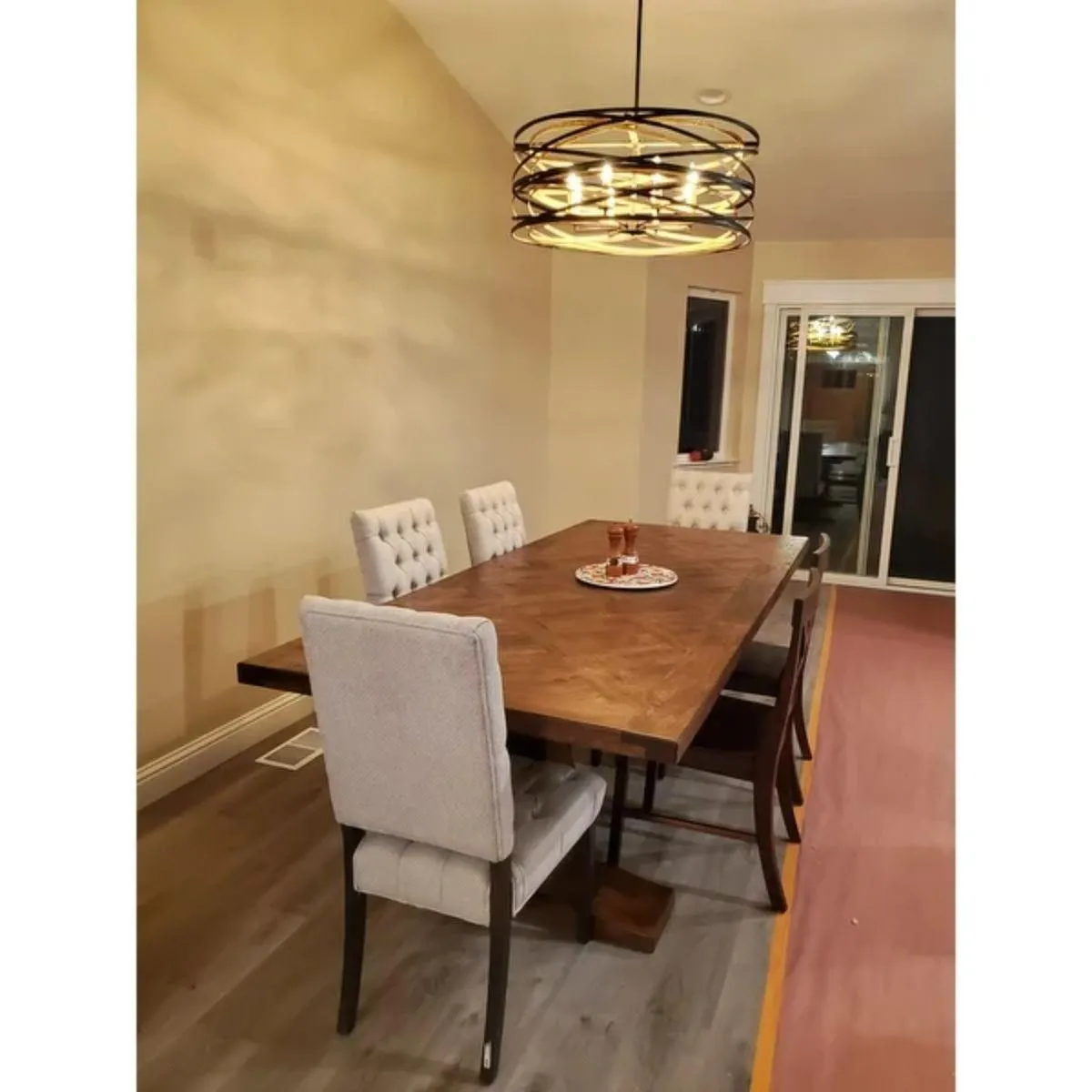 Vortic Flow 28 in. 8 Lights Pendant Light Dark Bronze & Gold Finish