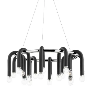 Whit 20 Lights Chandelier Polished Nickel & Black finish