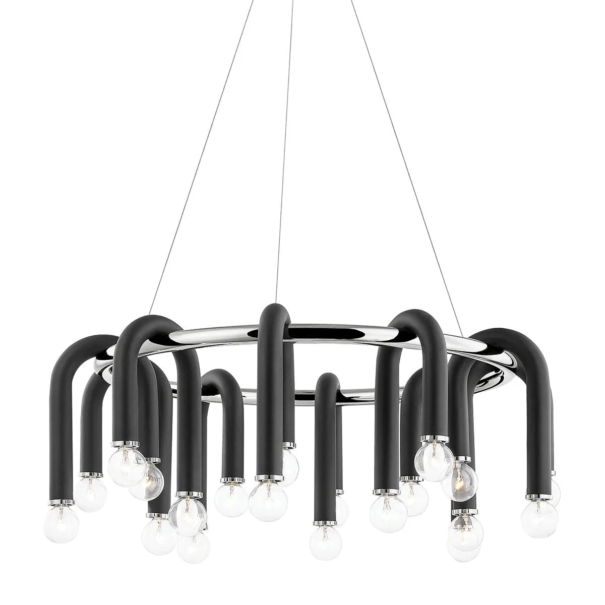 Whit 20 Lights Chandelier Polished Nickel & Black finish